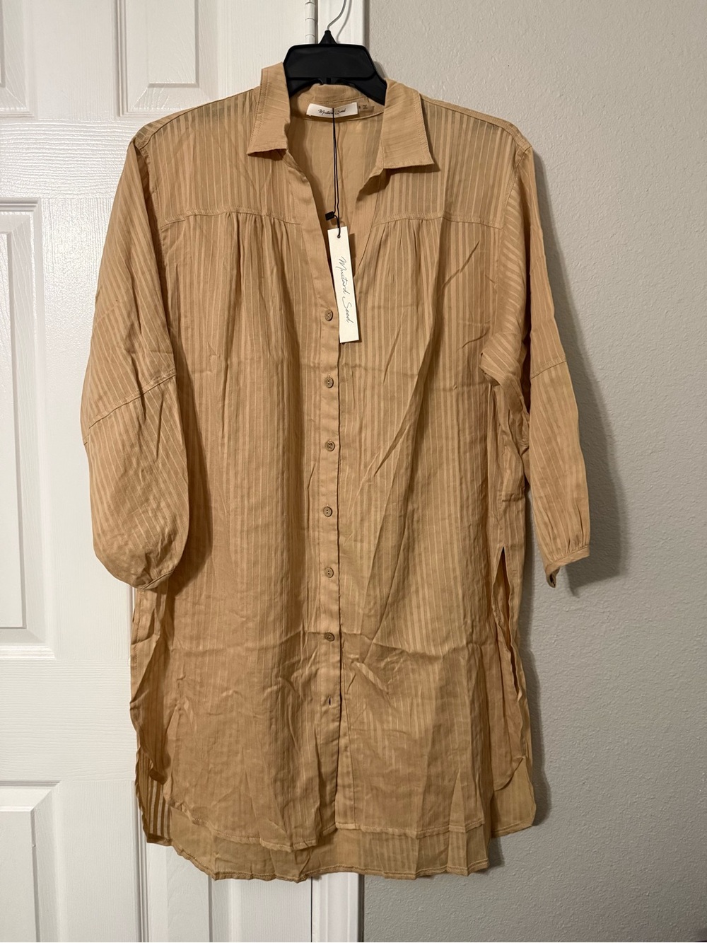 Light Tan Button-Up Shirt Dress or
Cover Up